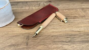 Brown Leather Pen Sleeve, Pen Case, 6 of 9