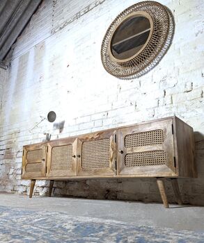 Low Slung Rattan And Wood Sideboard, 2 of 5