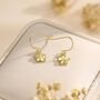 Sterling Silver Tiny Plumeria Flower Drop Hook Earrings, thumbnail 4 of 11