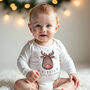 Personalised Baby’s First Christmas Outfit – Watercolour Reindeer, thumbnail 1 of 5