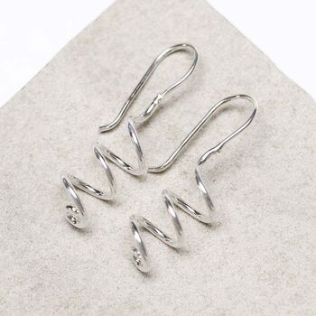 Sterling Silver Bold Coil Drop Earrings, 7 of 11