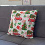 Nostalgic Red Car With Pine Tree Christmas Chenille Cushion, thumbnail 9 of 12