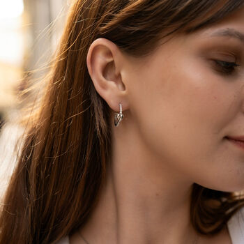 Hoop Heart Pave Sterling Silver Earrings, 8 of 12