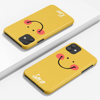 Personalised Yellow Smiley Phone Case, 5 of 6