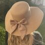 Personalised Bow Large Floppy Beach Sun Hat Straw Hat, thumbnail 1 of 4