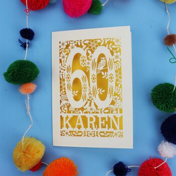 Personalised 60th Birthday Card Papercut Woodland Design, 11 of 11