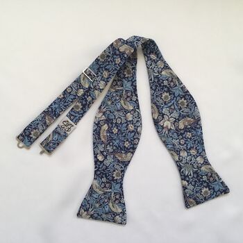 Self Tie Bow Tie In Navy Blue Liberty, 5 of 7