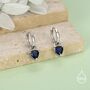Sterling Silver Sapphire Blue Trillion Cut Cz Hoop Earrings, thumbnail 2 of 11