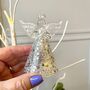 Christmas Glass Hanging Angel With Sparkle Skirt, thumbnail 1 of 4