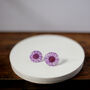Minimalistic Purple Daisy Sterling Silver Stud Earrings, thumbnail 4 of 4
