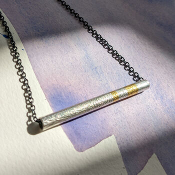 Silver Gold Everyday Textured Pendant Necklace, 7 of 10