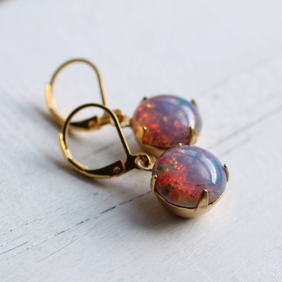 Pink Opal Earrings Round By Silk Purse, Sow's Ear | notonthehighstreet.com