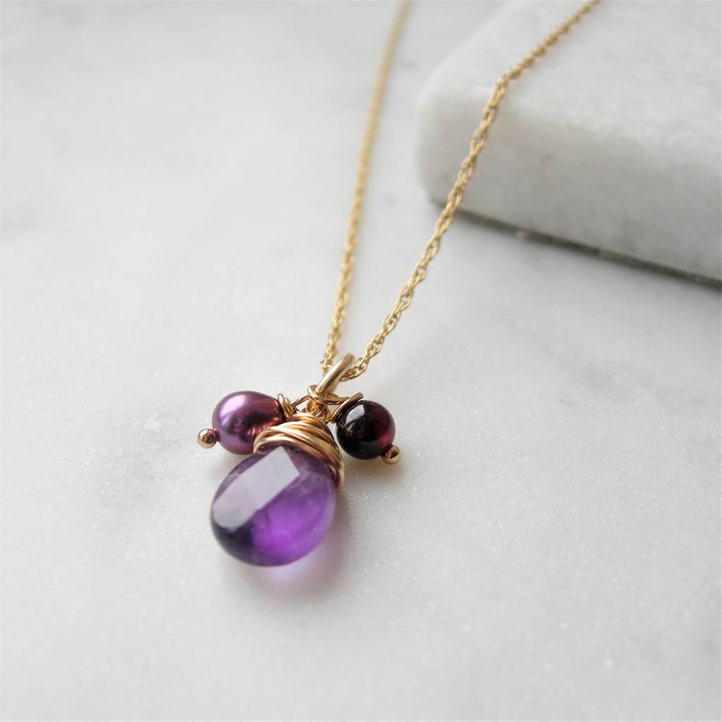 amethyst rolled gold necklace by hazey designs