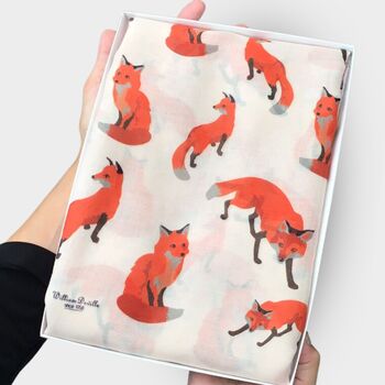 Fox Print Scarf In Personalised Gift Box, 2 of 6