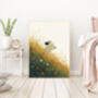 Dog Running Though The Meadow Art Print, thumbnail 3 of 4