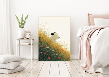 Dog Running Though The Meadow Art Print, 3 of 4