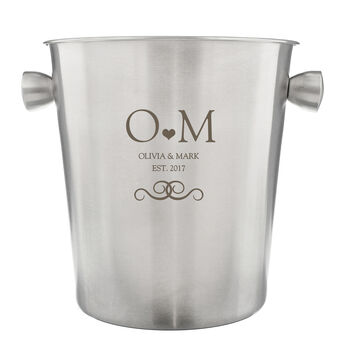 Wedding Anniversary Gifts Personalised Monogram Stainless Steel Ice Bucket, 2 of 7