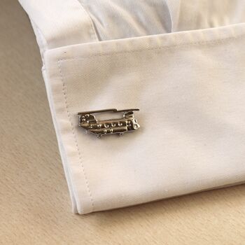 Helicopter Army Silver Cufflinks Gift For Pilots 316 L Stainless Steel Aviation Accessory, 6 of 6