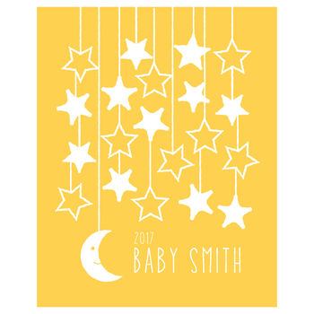 Moon Stars Personalised Baby Shower Guest Book Print, 2 of 5