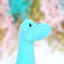 Ice Blue Diplodocus Dinosaur Rattle, Personalised Bag, thumbnail 2 of 3