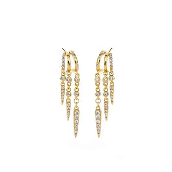 18k Gold Plated Triple Crystal Drop Earrings, 2 of 2