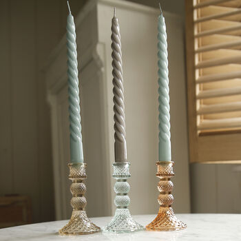 Coloured Cut Glass Candlestick, 2 of 3