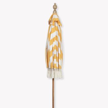 Sunningdale Yellow Striped Teak Parasol, 6 of 9