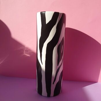 Zebra Print Hand Painted Tall Vase, 7 of 9