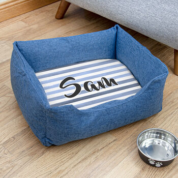 Personalised Luxury Blue Comfort Dog Bed, 3 of 12