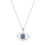 Real Flower Sterling Silver Evil Eye Pendant Necklace Seven Different Flower Options, thumbnail 4 of 12