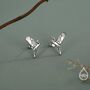 Sterling Silver Flying Heron / Crane Bird Stud Earrings, thumbnail 4 of 12