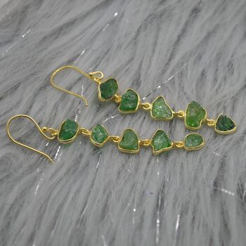 Green Tsavorite Garnet Gold Earrings: Long Earrings, 4 of 5