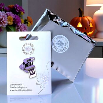 Retro Ghost Camera Halloween Enamel Pin Badge, Halloween Gifts, 2 of 8