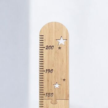 Natural Pine Height Growth Chart, Jigsaw Ruler Design, 50cm To 200cm, 3 of 12