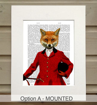 Fox Hunter Portrait Book Print Framed Or Unframed, 3 of 8