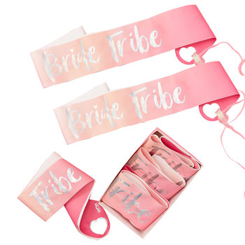 Six Pink Foiled Bride Tribe Hen Party Sashes, 2 of 3