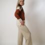 Beige Long Sleeve Knitted Women's Co Ord Set, thumbnail 1 of 7