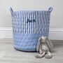 Personalised Blue Stripe Top Quilted Toy Bag, thumbnail 1 of 2