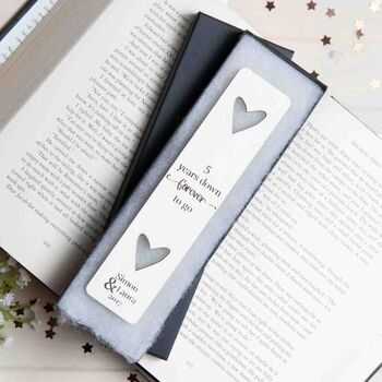 Personalised 5th Wedding Anniversary Wooden Bookmark, 2 of 2