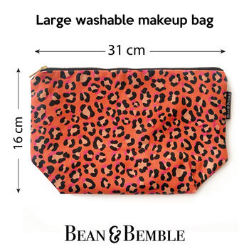 Coral Animal Print Large Washable Cosmetic Bag, 3 of 12