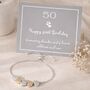 50th Birthday Drawstring Heart Bracelet, thumbnail 4 of 7