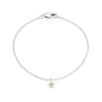 Fine Solid White Gold Sapphire Star Bracelet, 3 of 4