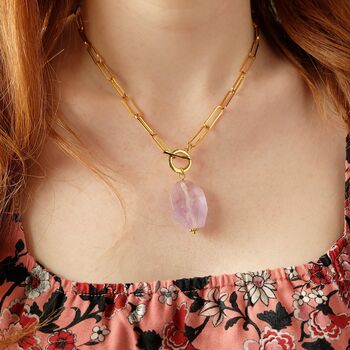 Amethyst Gemstone Gold Plated Chain Necklace, 2 of 3