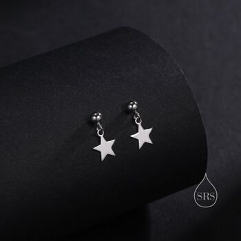 Minimalist Star Dangle Drop Stud Earrings, 5 of 10