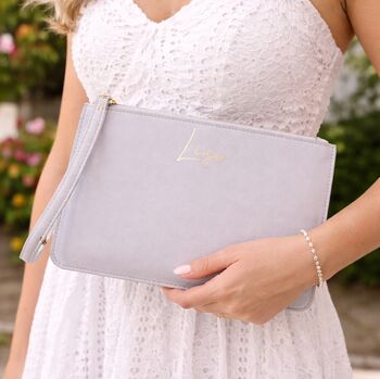 Personalised Saffiano Leather Clutch Bag Zip Pouch, 6 of 11