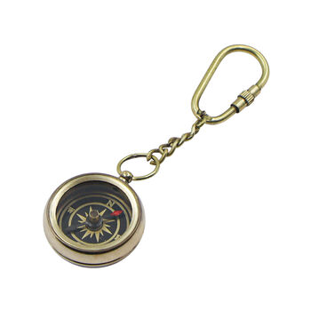 Personalised Brass Compass Keyring, 8 of 12