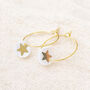 Hoop Earrings With Mother Of Pearl Star Detail, thumbnail 3 of 7