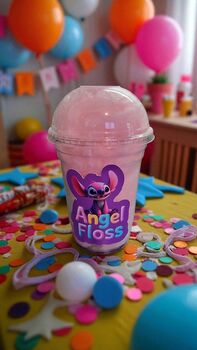 Set Of Six Angel Pink Candy Floss Cup With Straw And Topp, 2 of 7