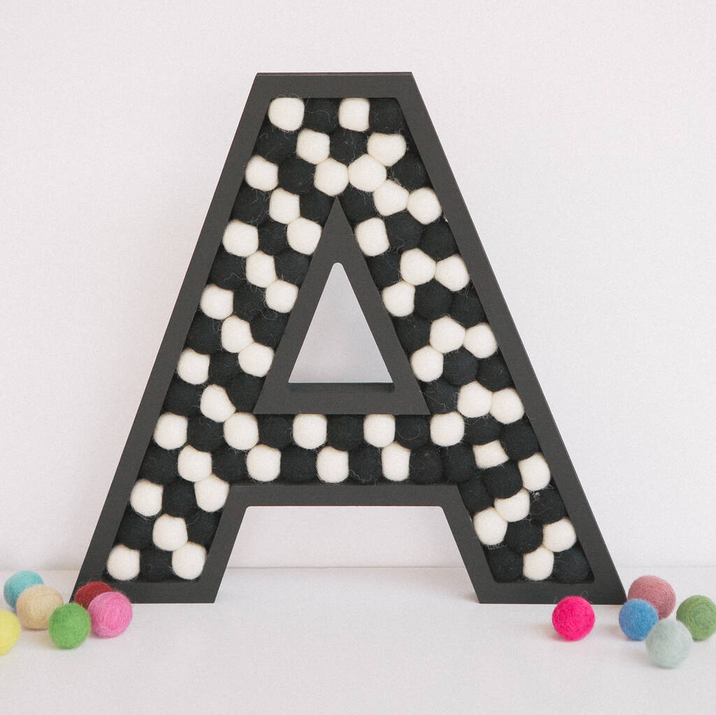 Monochrome Wood And Felt Ball Letters, 1 of 4