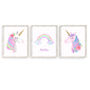 Unicorn Rainbow Girl's Bedroom Nursery Art Print Set, thumbnail 1 of 4